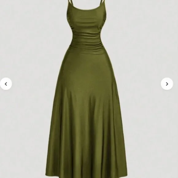 Olive green SHEIN spaghetti strap dress, size 2XL, NWT - Picture 4 of 4